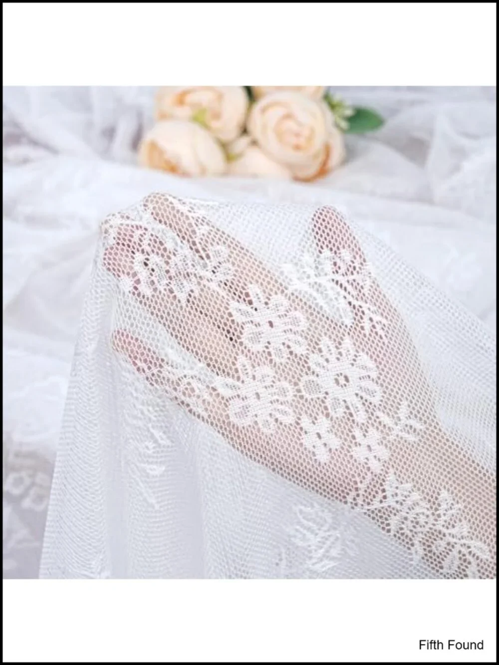 Rectangular Lace Tablecloth Set 5 Pieces Vintage Embroidered Floral Wedding Tea